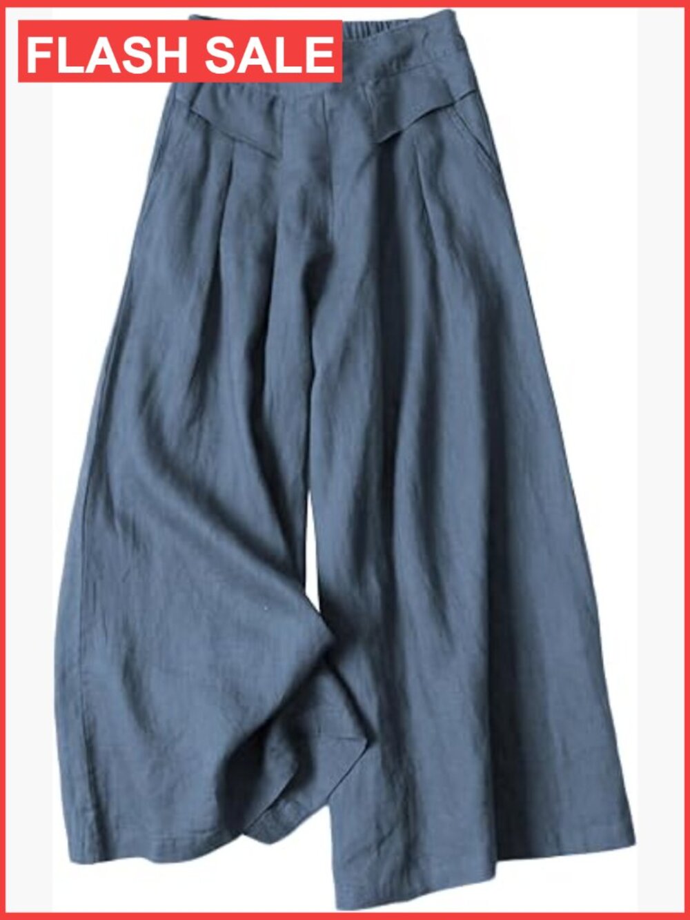 Wide Leg Culottes Pants Cotton Linen Capri High Rise